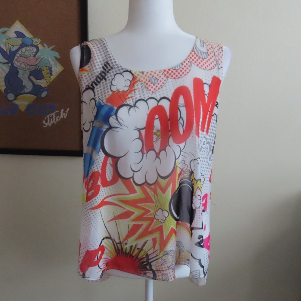 Manito Comic Themed Sheer Top